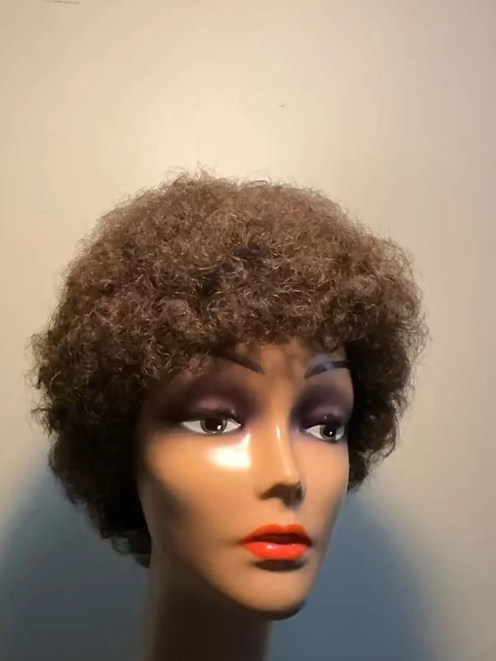 wig Brown Afro  curly humen  hair 100% 6inche